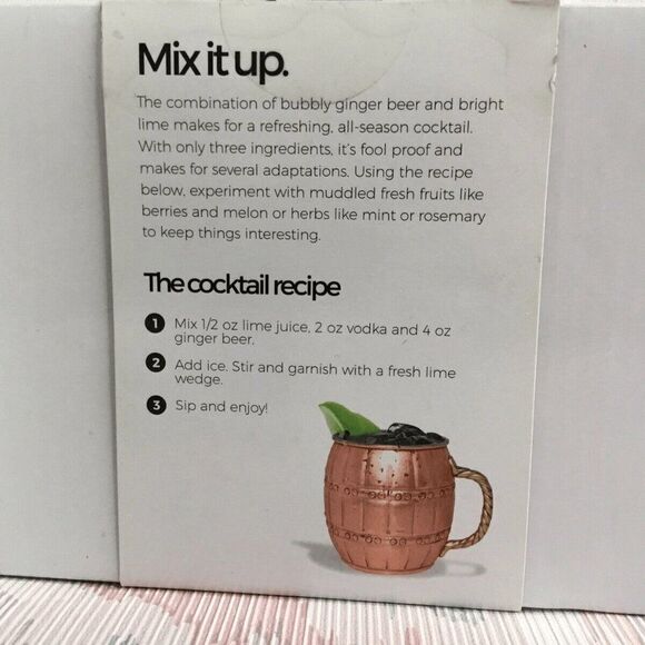 NWB Moscow Mule Finish Solid Copper Set Of 2 550 ml Copper Mug Cup Gift Set New - Picture 2 of 9